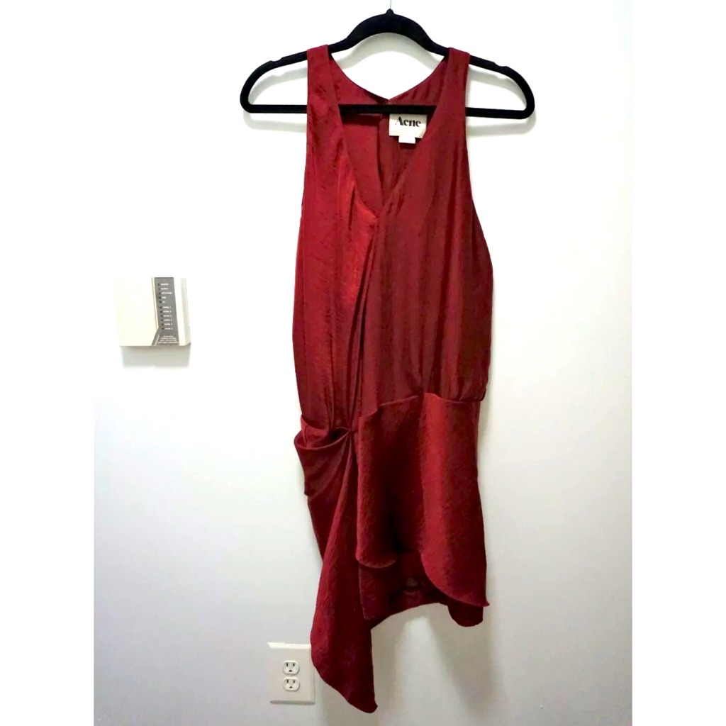Acne Studio Women Satin Wrap Slip Dress Sleeveless Red Size 38 Medium Rare